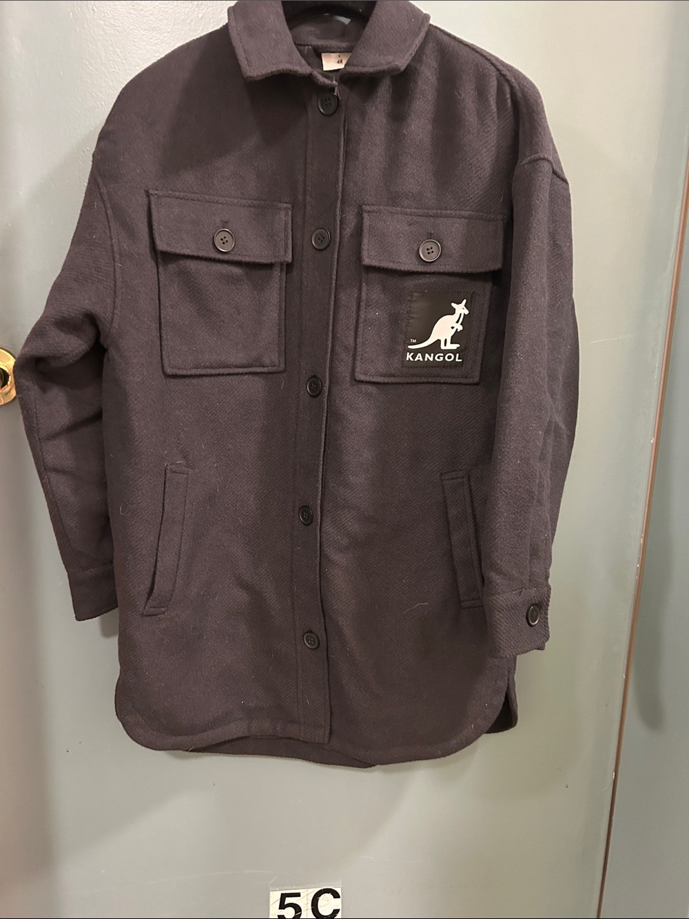 Kangol x H&M Dark Gray Front Button Long Jacket BRAND NEW WITH NEW Size SMALL